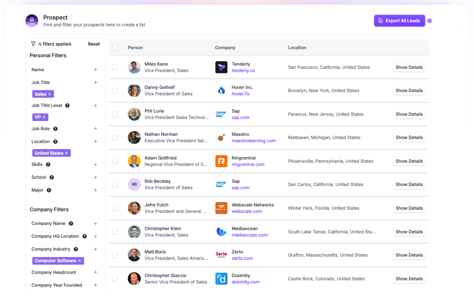 Wiza dashboard preview